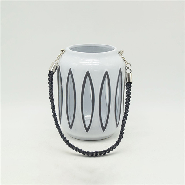cylindre en céramique de style citrouille évider lanterne ouragan
