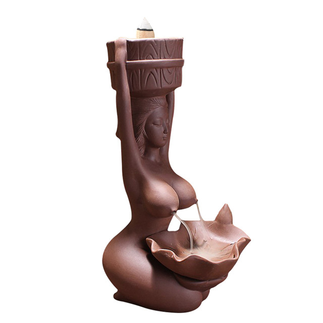 Brûleur d'encens en céramique de reflux de parfum de bain en céramique de déesse