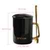 tasse à café en porcelaine coffret cadeau logo personnalisé 360 ml noir, émail émaillé blanc poignées en or avec couvercle de tasse en céramique tasse en céramique