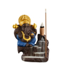 Brûleur d'encens de reflux en cascade en céramique d'or Ganesha