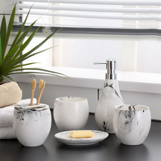 Ensemble unique quatre hôtel à usage familial salle de bains accessoire de salle de bain sanitaire accessoires de salle de bain en céramique