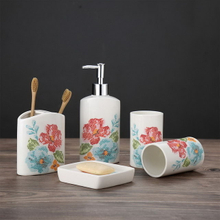 Ensemble de conception de fleurs populaires cinq hôtels à usage familial salle de bains accessoire de salle de bain sanitaire accessoires de salle de bain en céramique