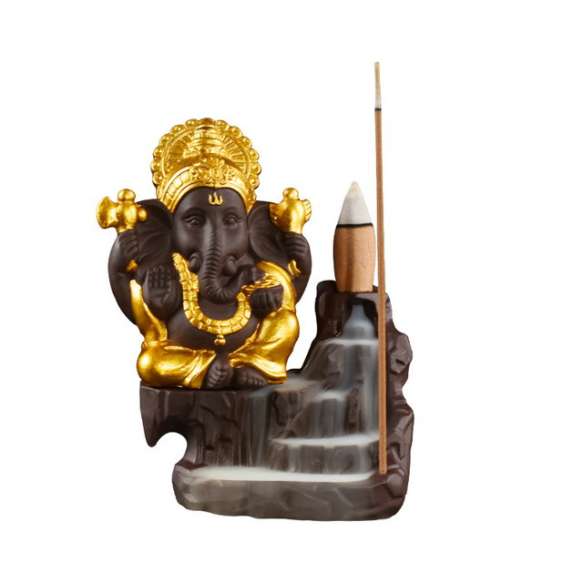  Red Ceramic Ganesha Waterfall Flow Flow Burner Production Fournisseur